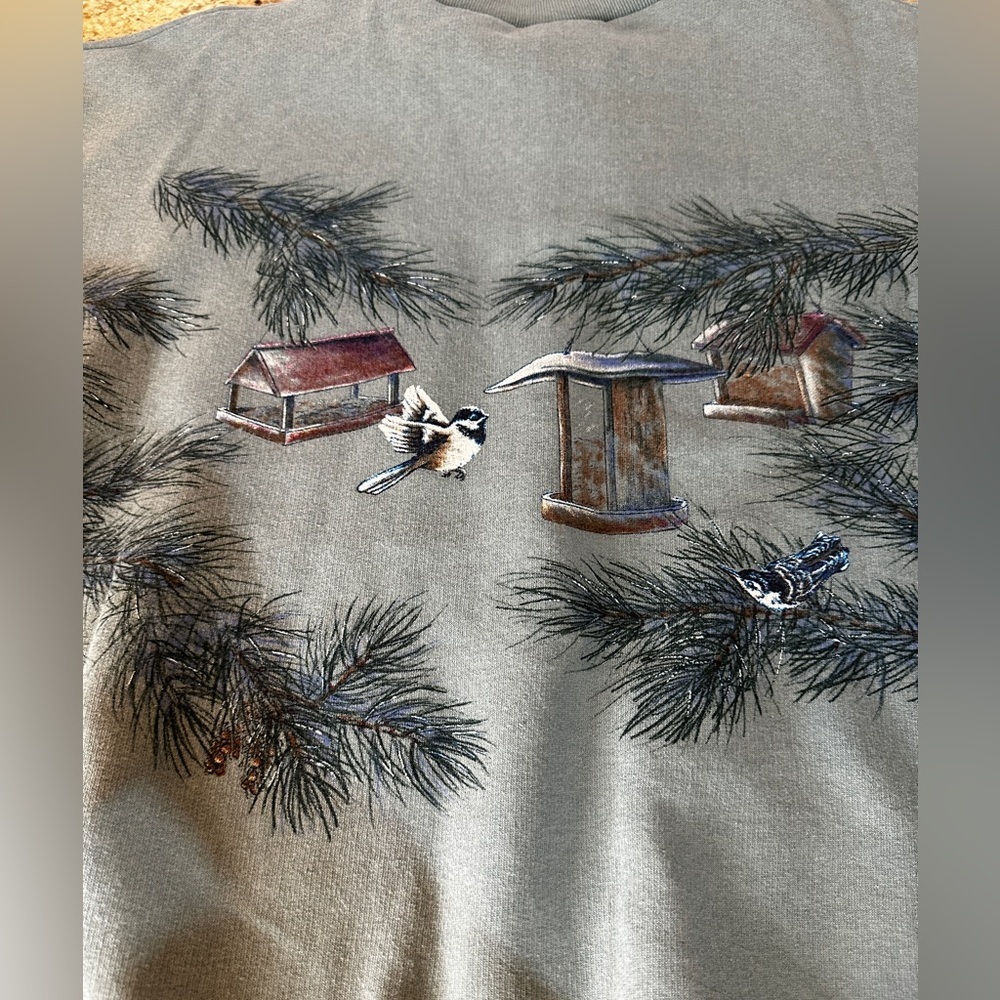 Vintage Art Unlimited Wraparound Winter Bird Sweatshirt Women’s XL‎ Cottagecore - Picture 6 of 11